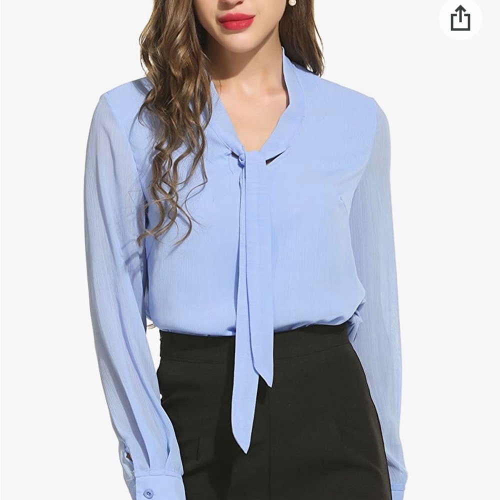 ACEVOG | Long Sleeve Chiffon Blouse | L